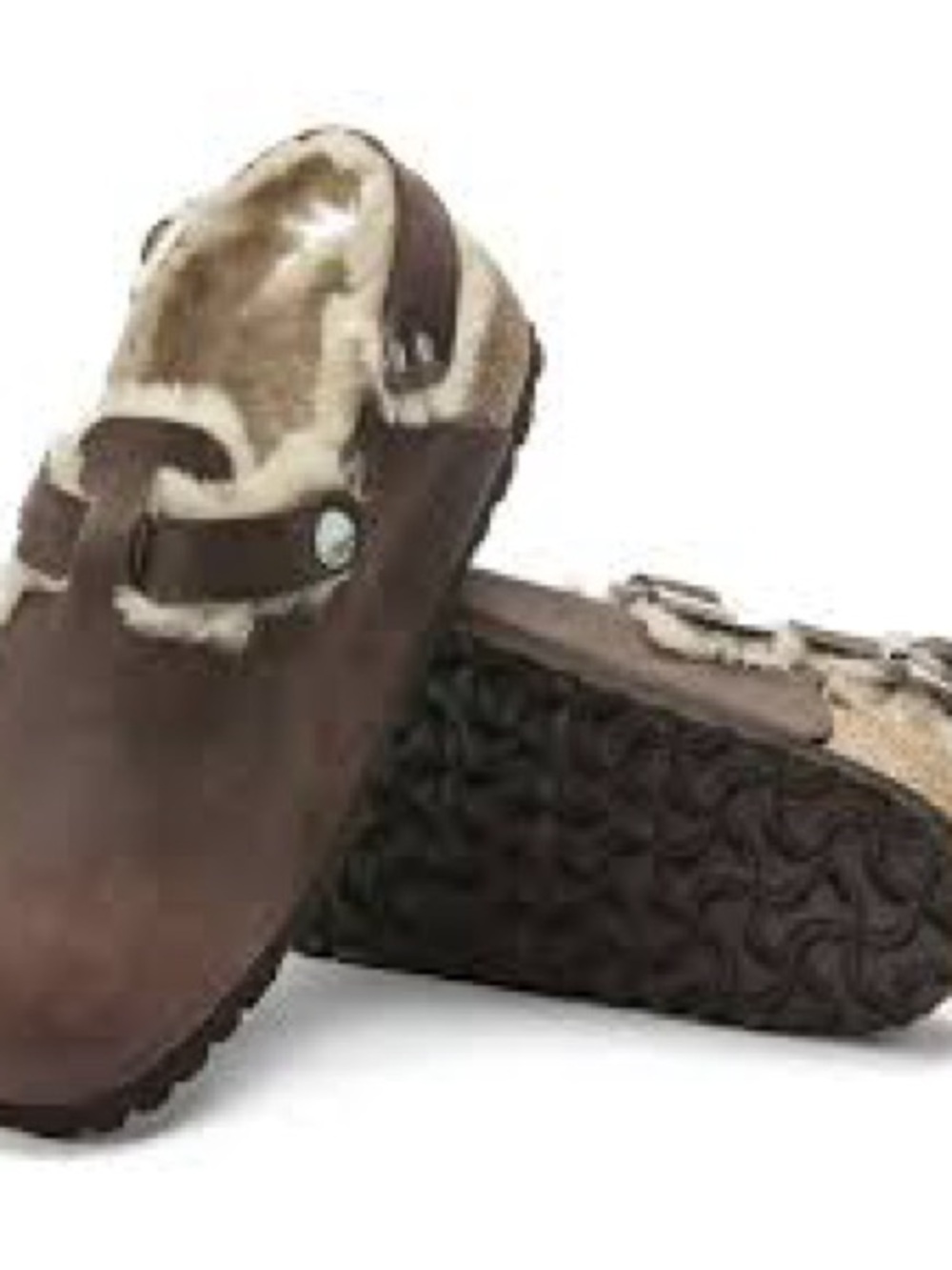 Womens Brown Fleece-Lined Slip-On Clog 36